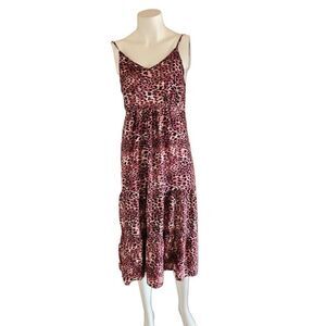 Millennium large Women's maxi dress cheetah big cat print sleeveless Brown peach